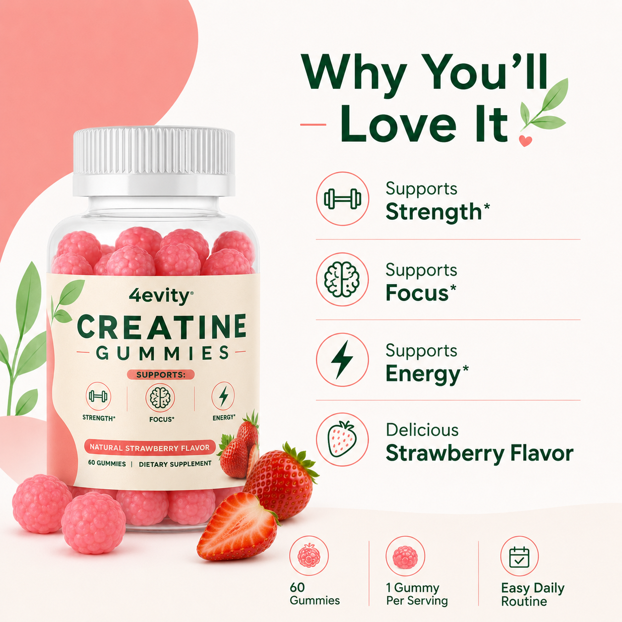 Strawberry 4evity Creatine Gummy